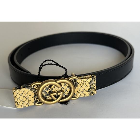 Gucci GG Buckle Women\'s Black Leather Belt 95/38 Made in Italy 745788 NWOT main image 7